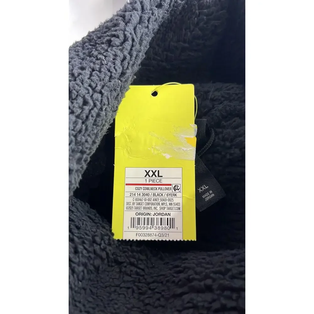 All in Motion‎ Cozy Cowl Neck Pullover Women XXL Black NEW Sherpa Fleece Pocket